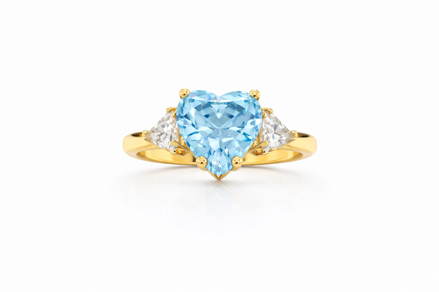 10KT BLUE HEART STONE PRINCESSA RING Size 7 Weigth 3.1GR