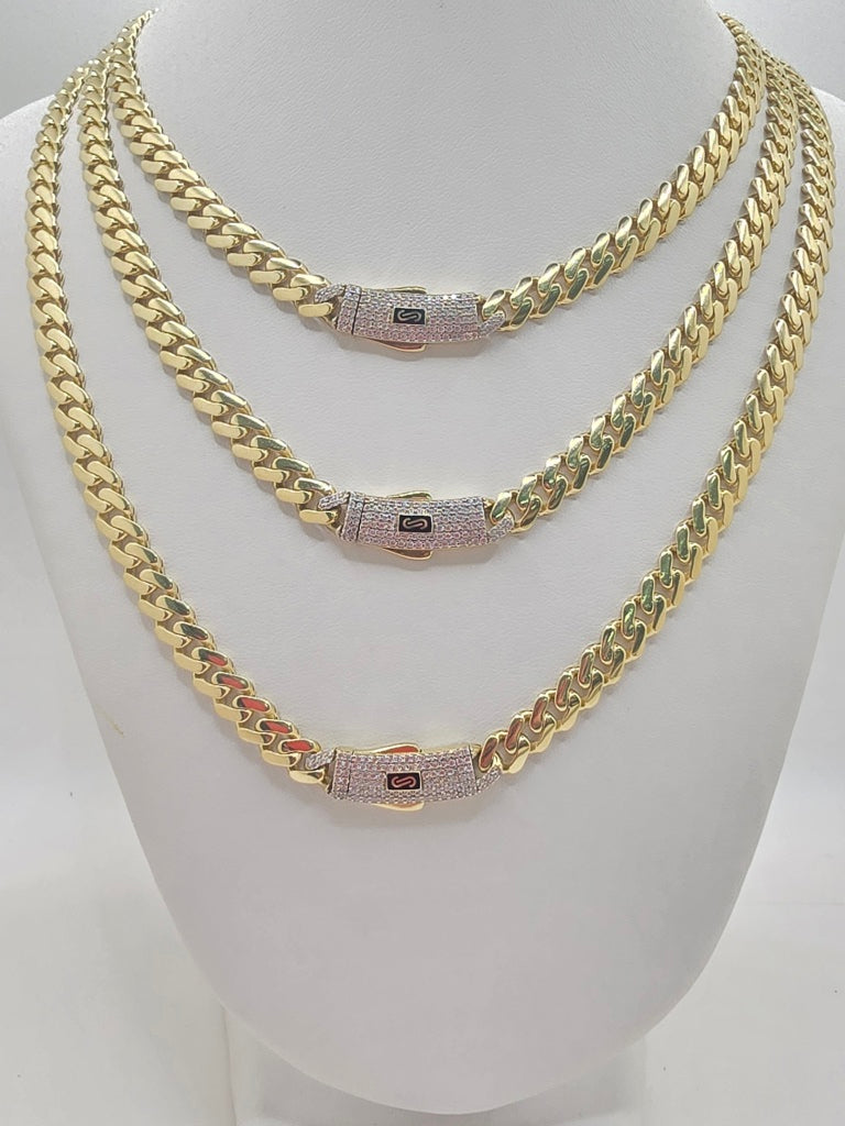 10KT CERTIFIED MONACO CHAIN CZ CLOSURE  Size 22INCH 6.5MM Weight 18.3GR