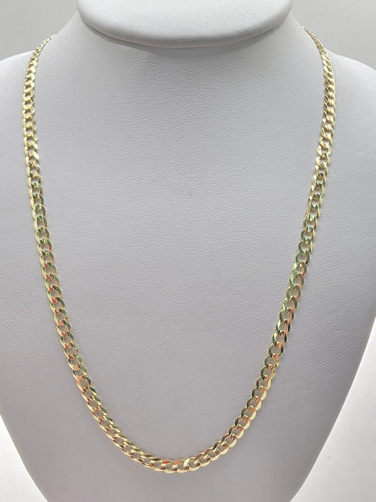 10KT SOLID CUBAN CURB FLAT CHAIN Size 22INCH 3MM Weight 5.2GR