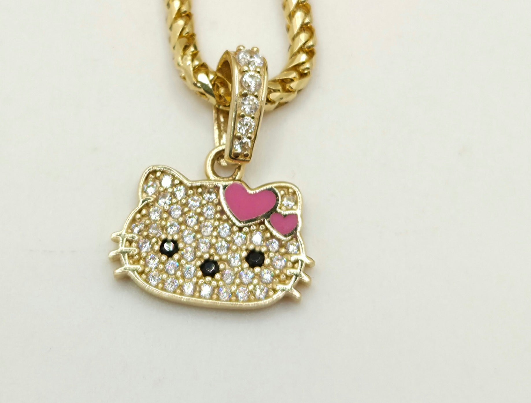 14KT SMALL CZ HELLO PENDANT Weight 1.3GR