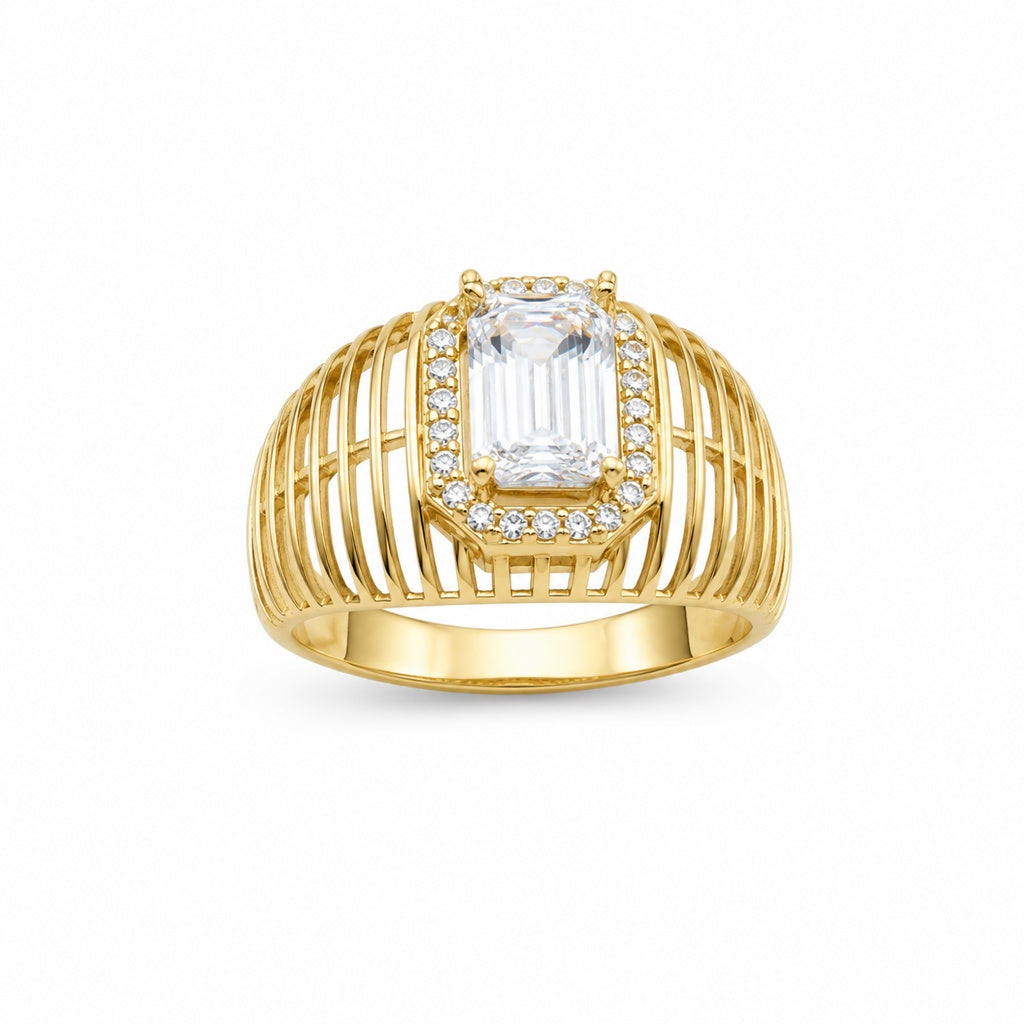 14KT DIAMOND CUT DETAIL GREEK RING Size 6 Weight 1.6GR