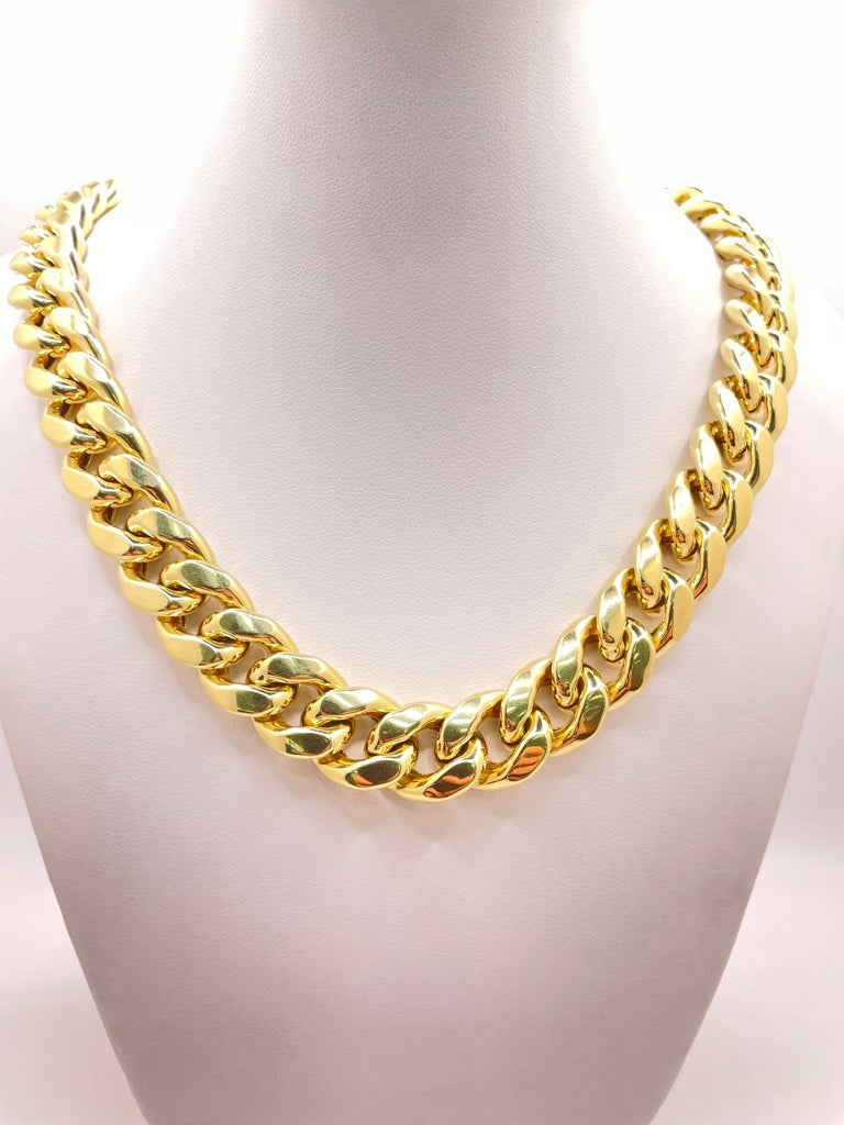 10KT SEMISOLID MIAMI CUBAN CHAIN 24INCH 13MM
