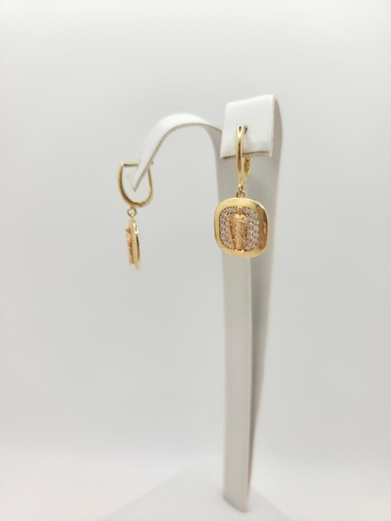 10KT SQUARE SAN JUDAS PENDANT EARRINGS Weight 4.2GR