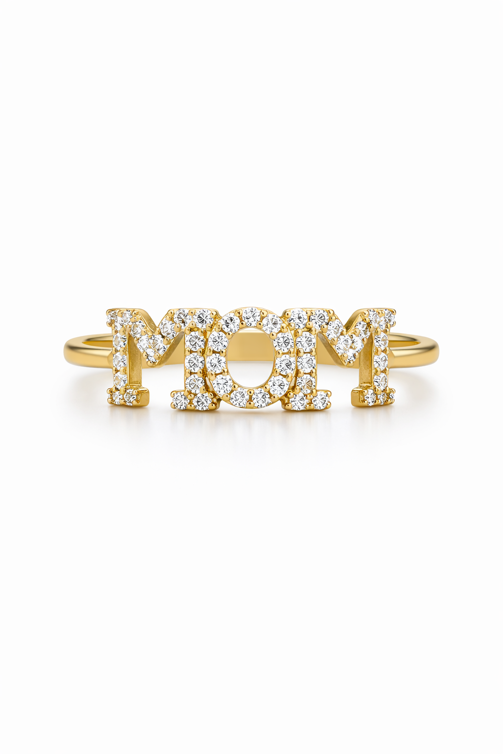 14KT BEAUTIFUL CZ FILLED MOM RING SIZE 7 Weight 1.4GR