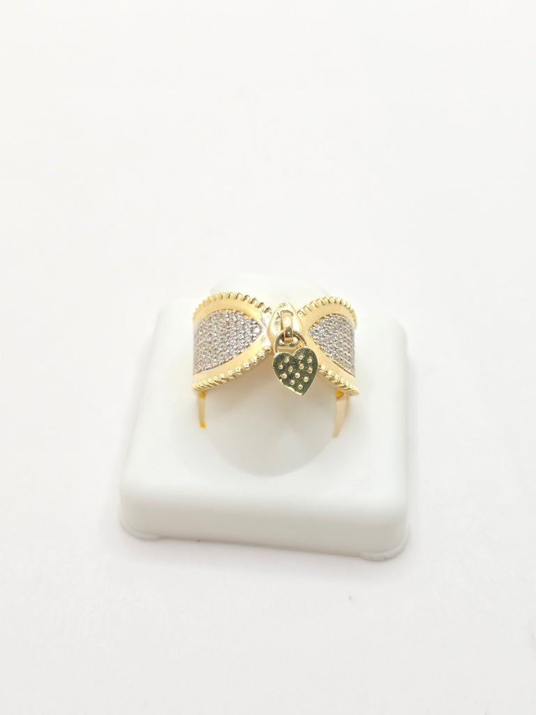 14KT MODERN ZIRCONIA WITH CHARM RING Size 8 Weight 4.6GR