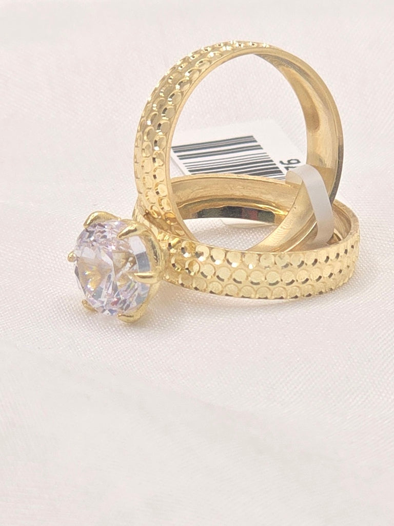 14KT HONEYCOMB DESIGN WOMAN'S ENGAGEMENT RING Size 6.5 Weight 4.4GR