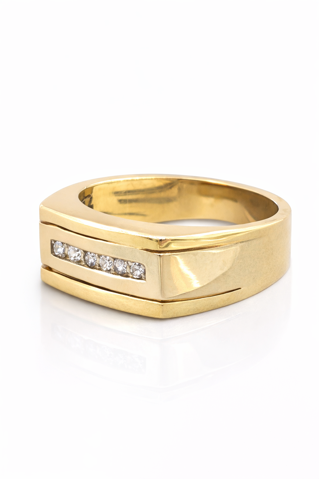 14KT YG STATEMENT DIAMOND RING Size 9 Weight 10.3 GRS