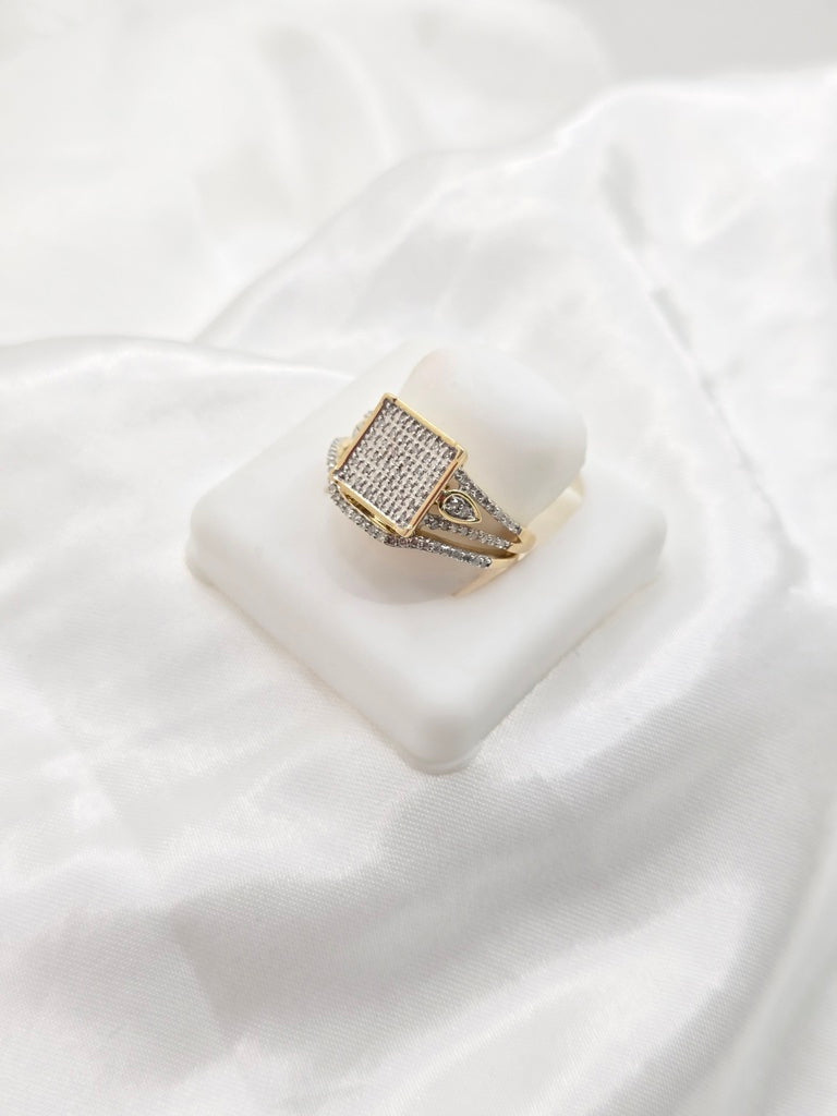 10KT LARGE SQUARE STONE WOMEN'S DIAMOND ENGAGEMENT RING Size 7