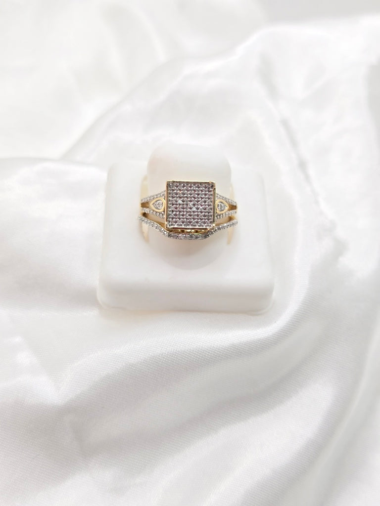 10KT LARGE SQUARE STONE WOMEN'S DIAMOND ENGAGEMENT RING Size 7