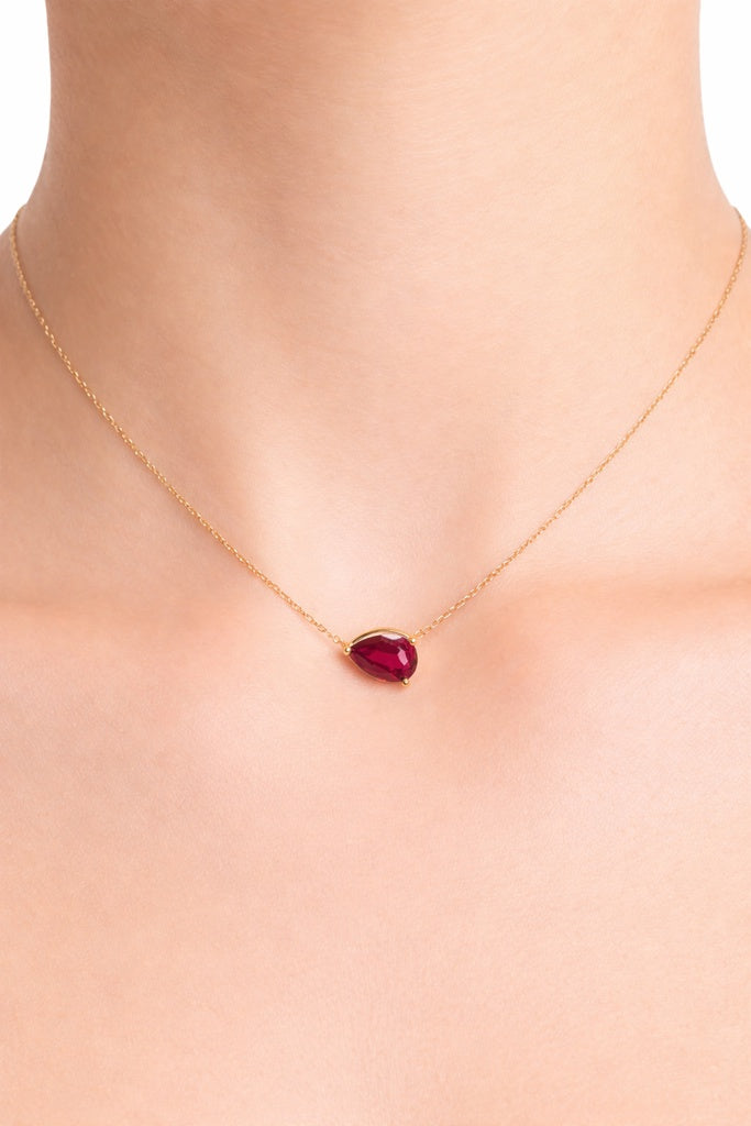 14KT ELEGANT LAB DIAMOND PEAR RUBI CHAIN Size 16-18INCH/ 1.36CT