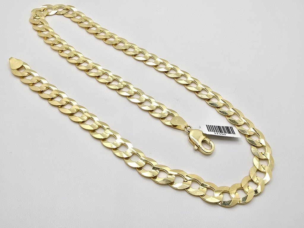 10KT SOLID CUBAN CURB FLAT CHAIN Size 22INCH 11MM Weight 57.8GR