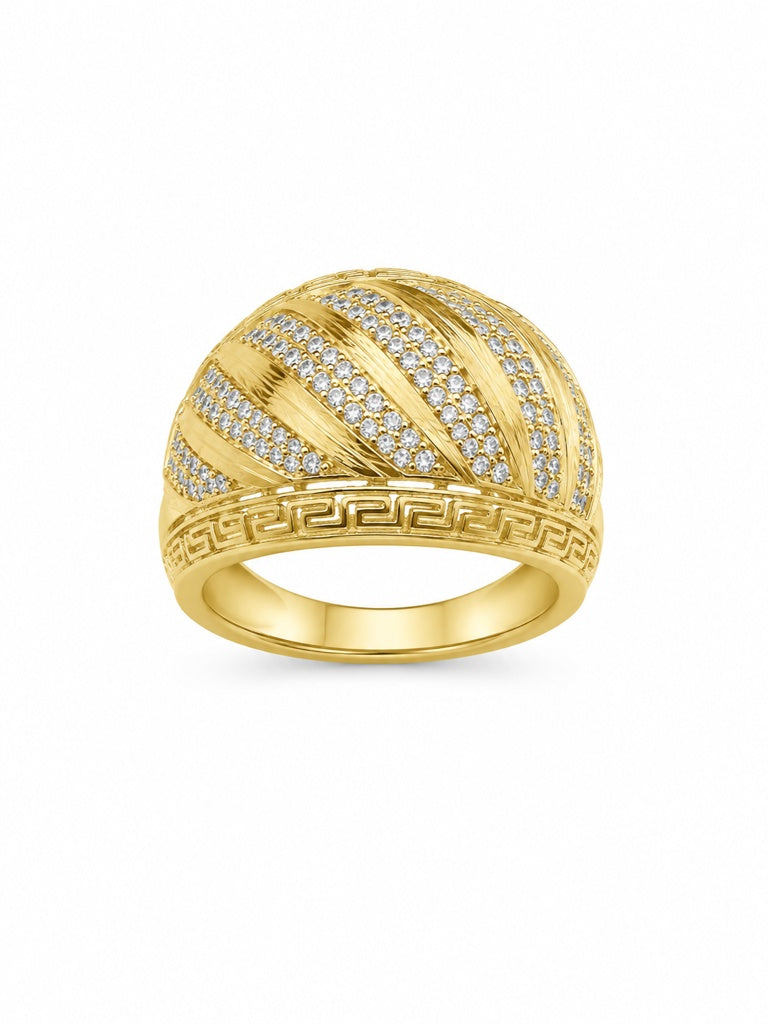 14KT MODERN RING WITH CZ DETAILS Size 8 & 8.5 Weight 5.4GR