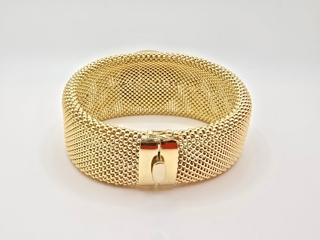 10KT BIG MEDUSA STYLE MILANESA BRACELET 8.5INCH