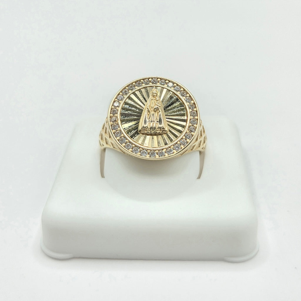 10KT CZ FRAME ROUND CARIDAD RING Size 8-8.5 Weigth 2.8GR