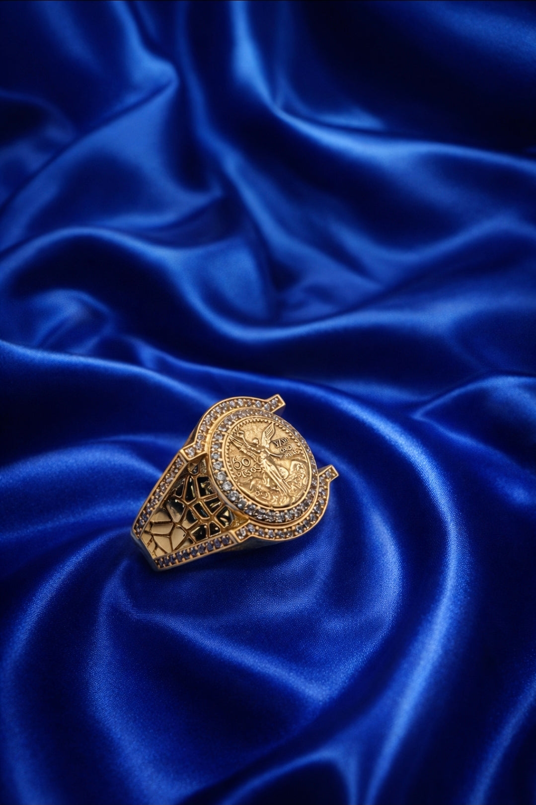 10KT NUGGETS DETAILS CENTENARY MAN'S RING Size 12 Weigth 6GR