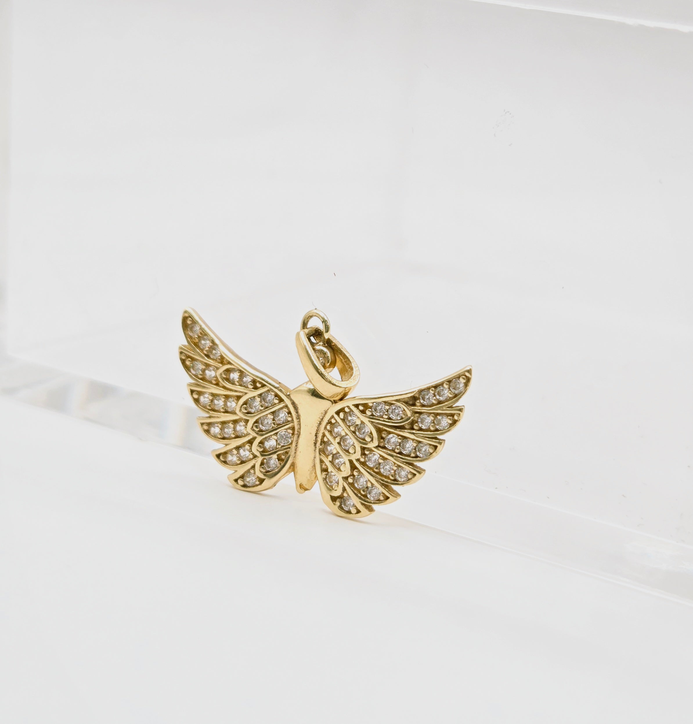 10KT CZ ANGEL WINGS PENDANT Size SMALL Weigth 1.9GR