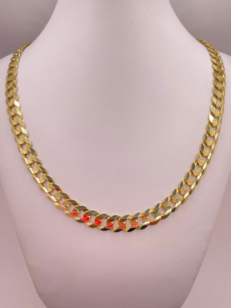 10KT SOLID CUBAN CURB FLAT CHAIN Size 22 INCH 9MM Weight 41.4GR