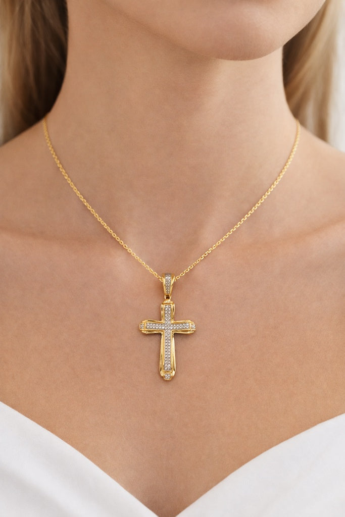 10KT MEDIUM ELEGANT DIAMOND CROSS PENDANT Size  Weigth 2.5GR