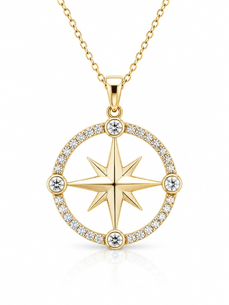 14KT COMPASS ROSE INSIDE ROUND PENDANT Size  Weigth 2.3GR