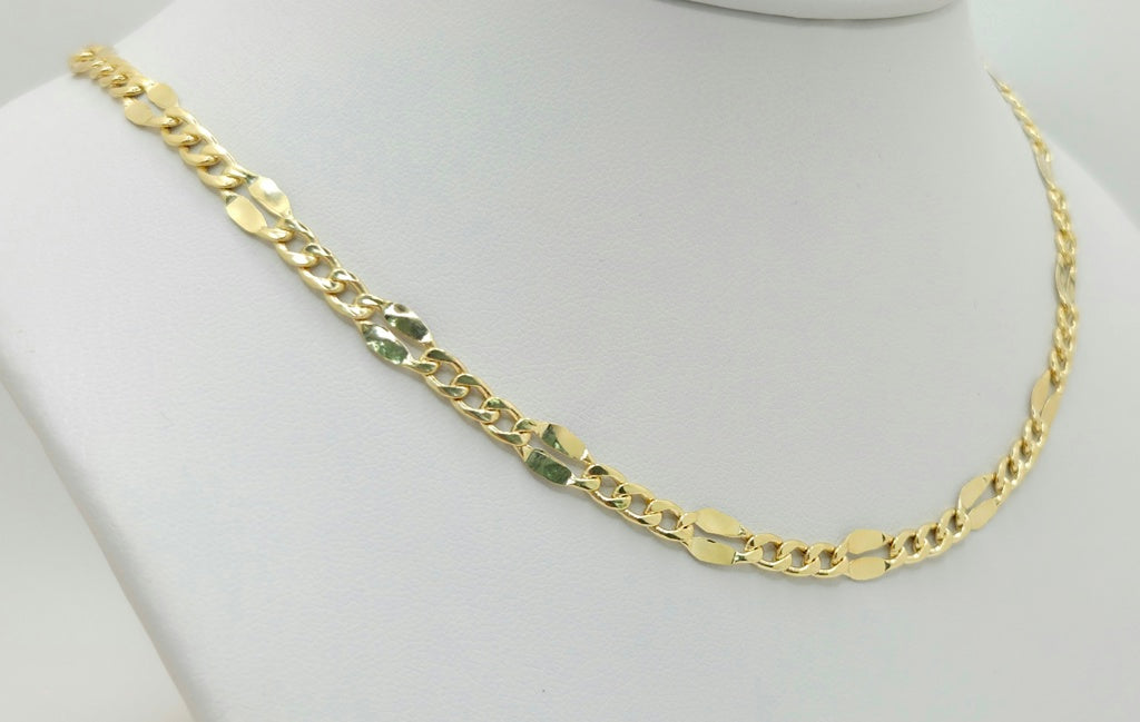 10KT HOLLOW MIRRIOR CURB CHAIN Size 20INCH 4MM Weight 5.4GR