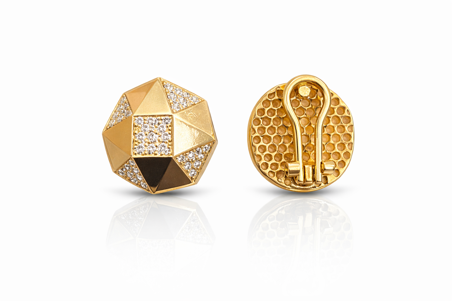10KT MODERN HEXAGONAL CZ DETAIL EARRINGS Weight 4GR