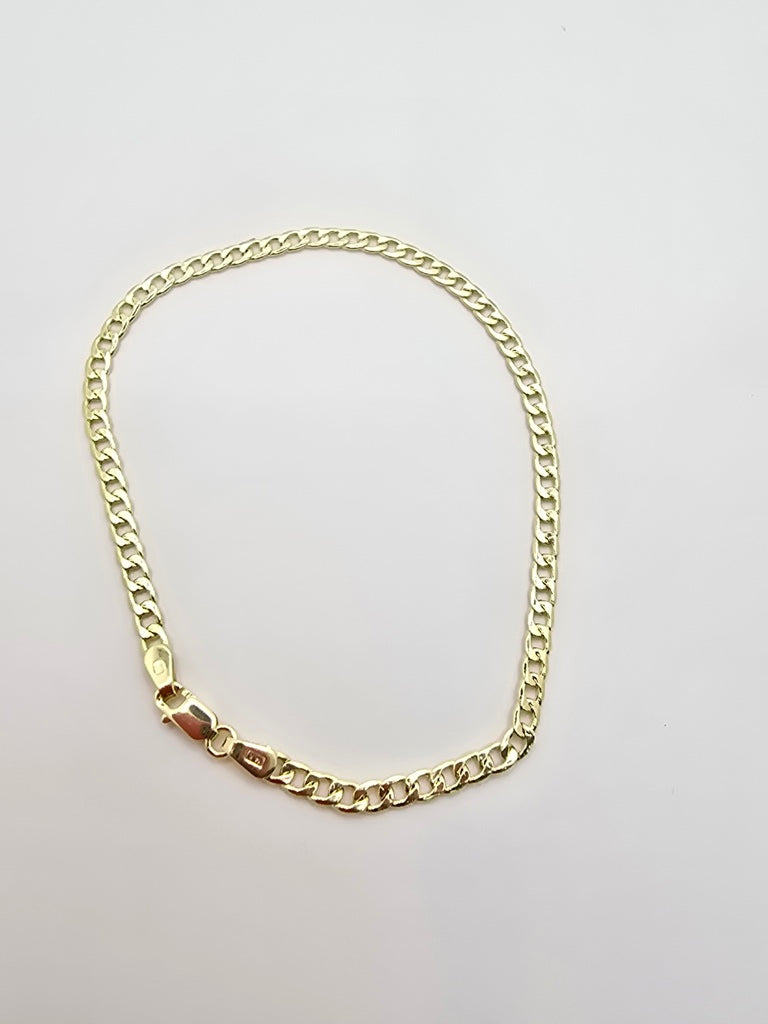 14KT HOLLOW CUBAN CURB FLAT BRACELET Size 8INCH Weight 1.8GR