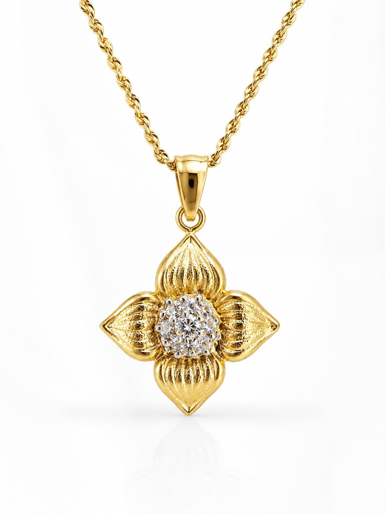 14KT VINTAGE GOLDEN  FLOWER PENDANT Weigth 3.1GR