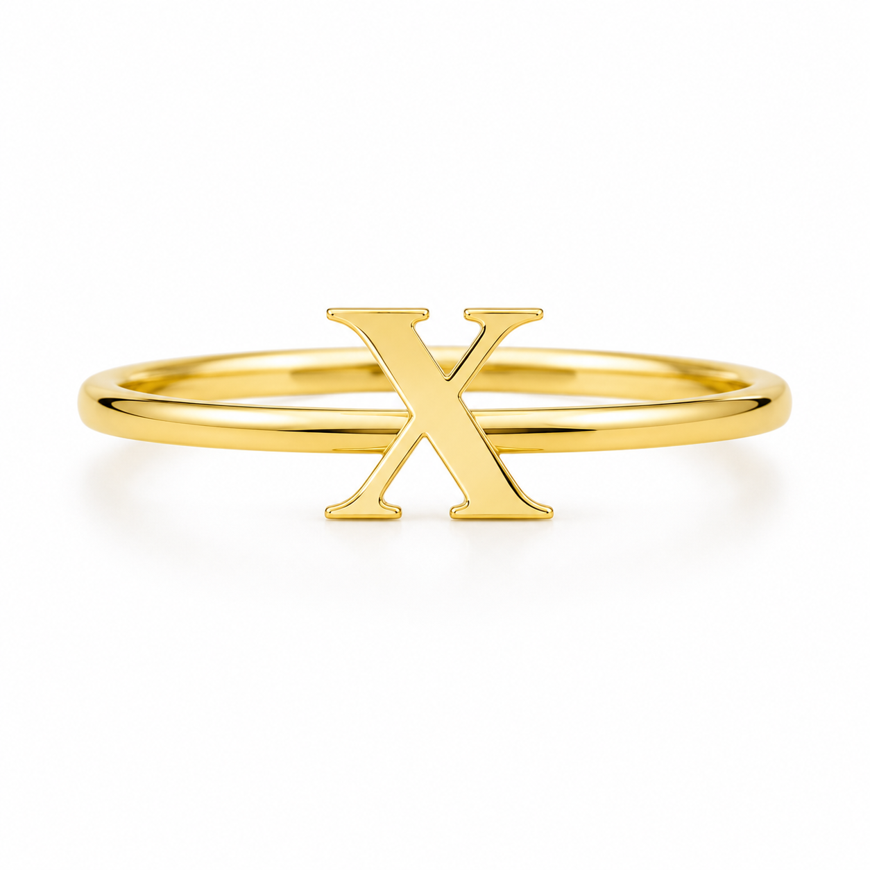 14KT "X" LETTER RING Size 7 Weight 1.3GR