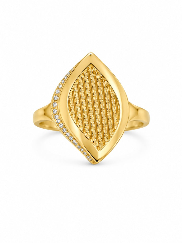 10K PUFFY ABSTRACT LINES RING Size 8