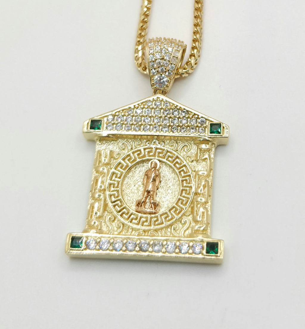 14KT CZ HOUSE STYLE SAN LAZARO PENDANT Weight 8.7GR