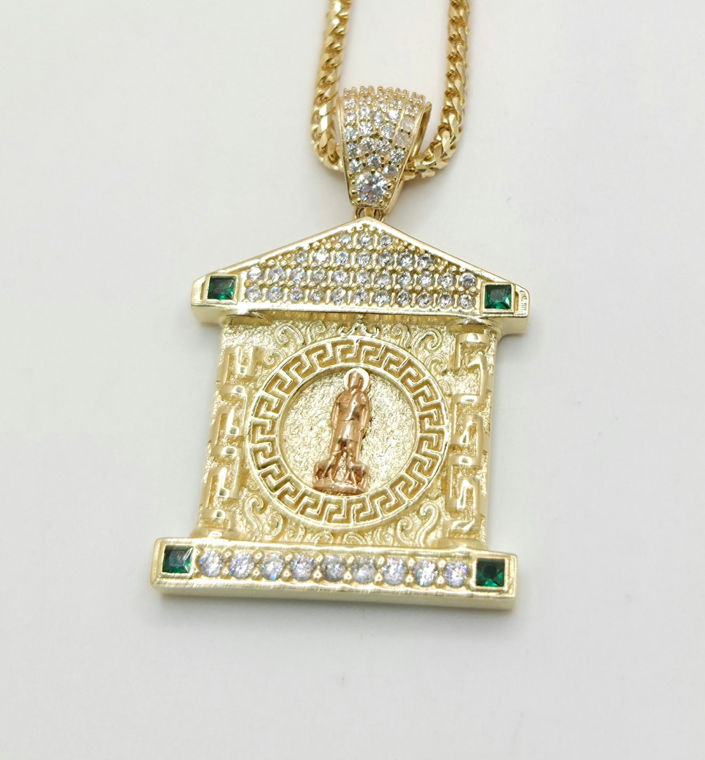 14KT CZ HOUSE STYLE SAN LAZARO PENDANT Weight 8.7GR