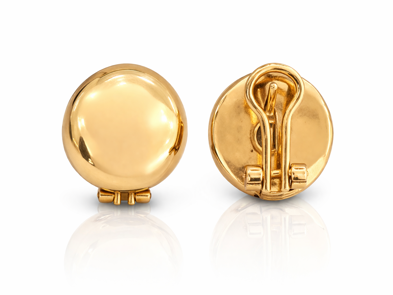 10KT MODERN PLAIN ROUND OMEGA BACK EARRINGS  Weigth 3.2GR