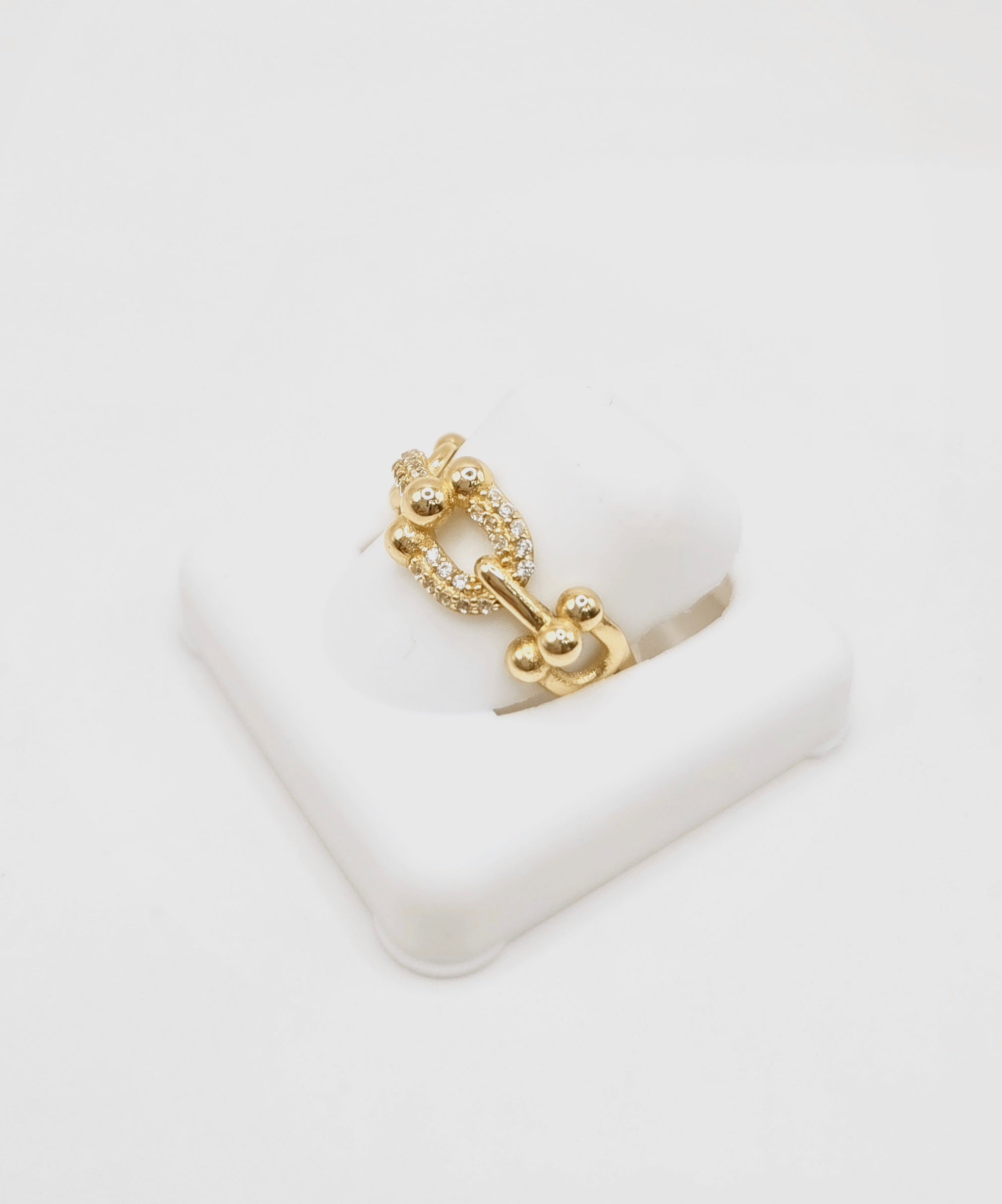 14KT EXOTIC PAPER CLIP  STYLE RING WITH MANY CZ SIZE 8 & 9 Weight 2.6GR