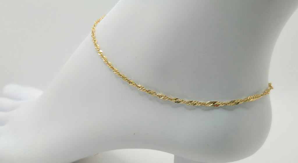 10KT SINGAPORE ANKLET BRACELET Size 10INCH Weight 2GR