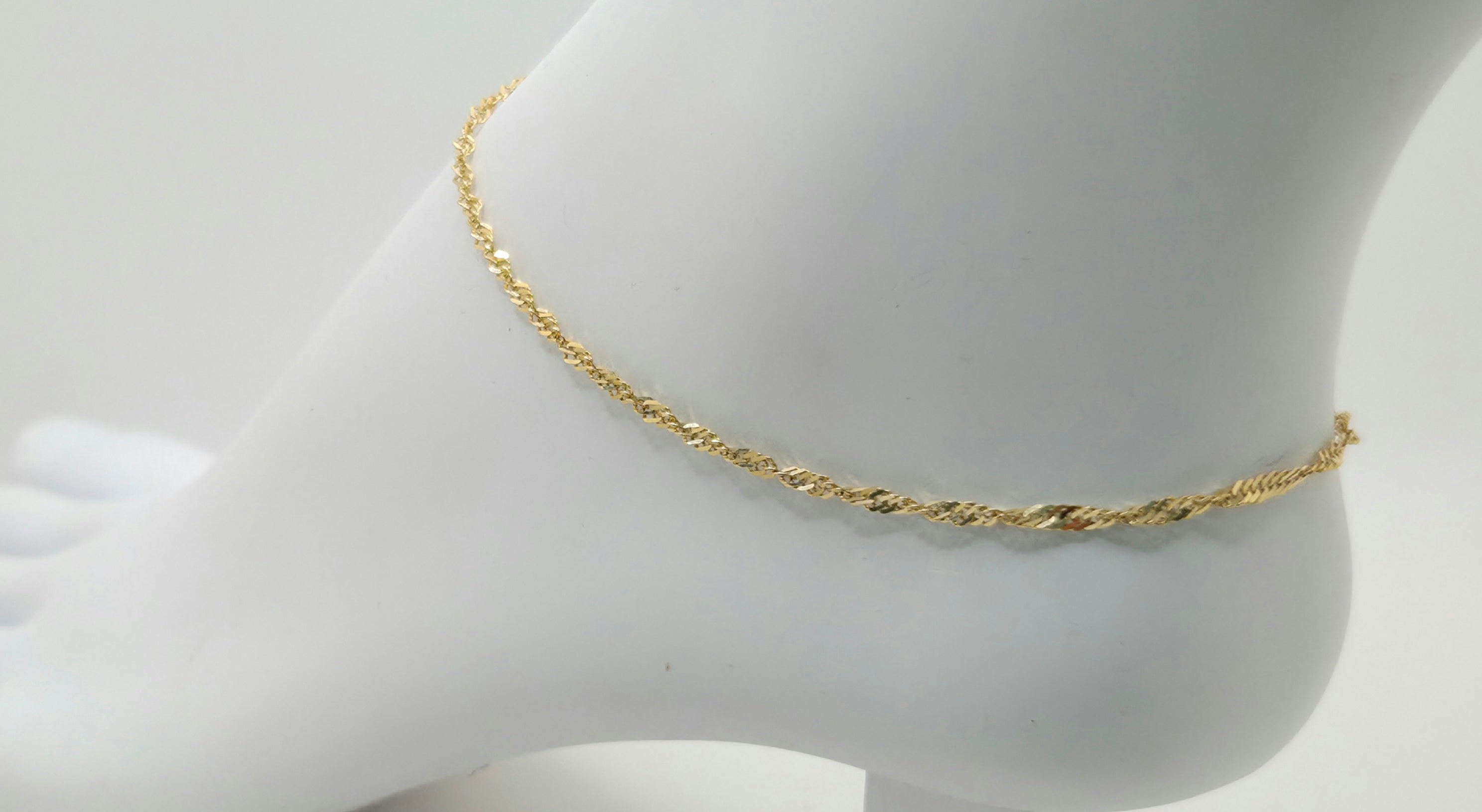10KT SINGAPORE ANKLET BRACELET Size 10INCH Weight 2GR
