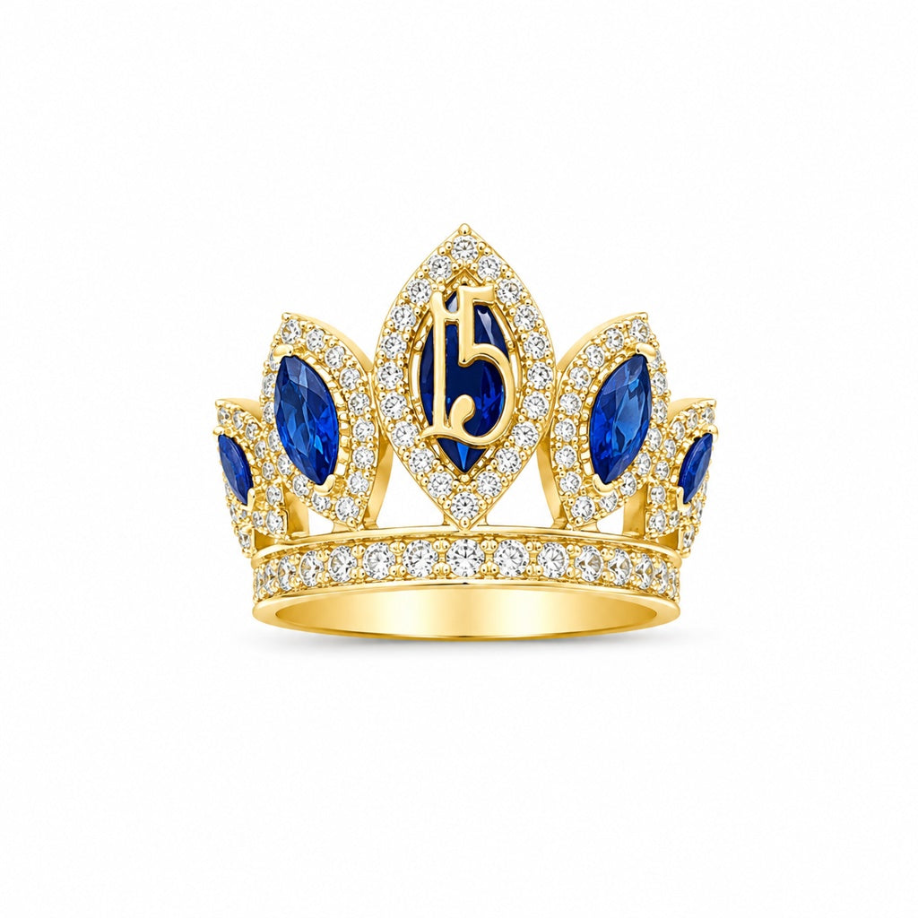 10KT 15ANERA BLUE CROWN RING Size 7-7.5 Weigth 3.5