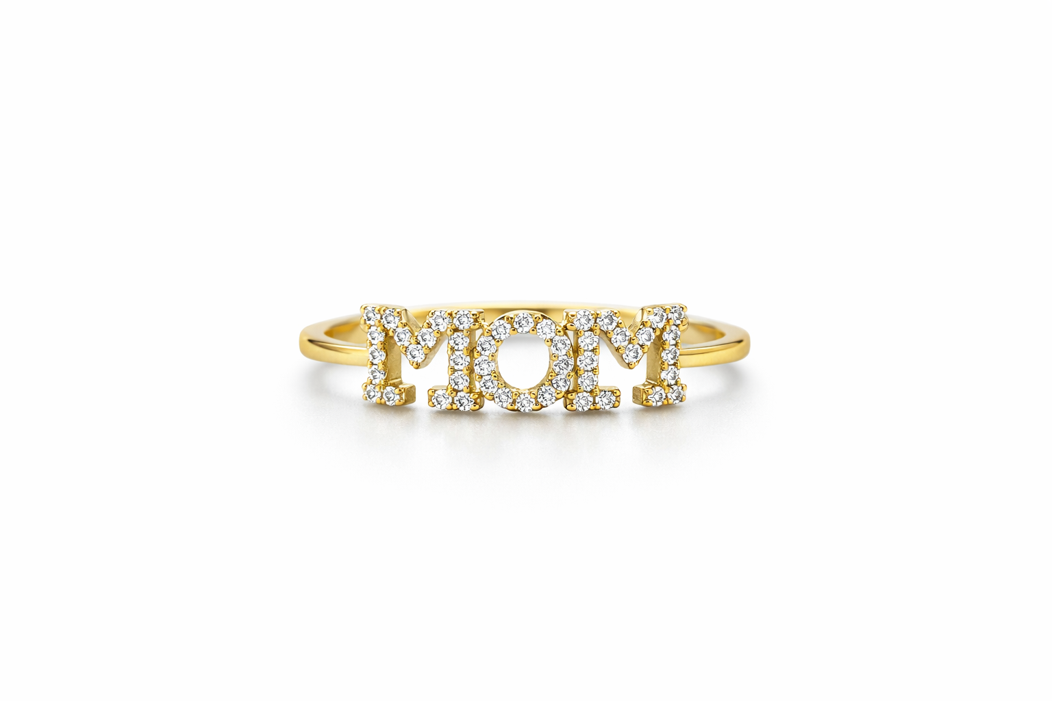 10KT BEAUTIFUL CZ FILLED MOM RING SIZE 7 Weight 1.3GR