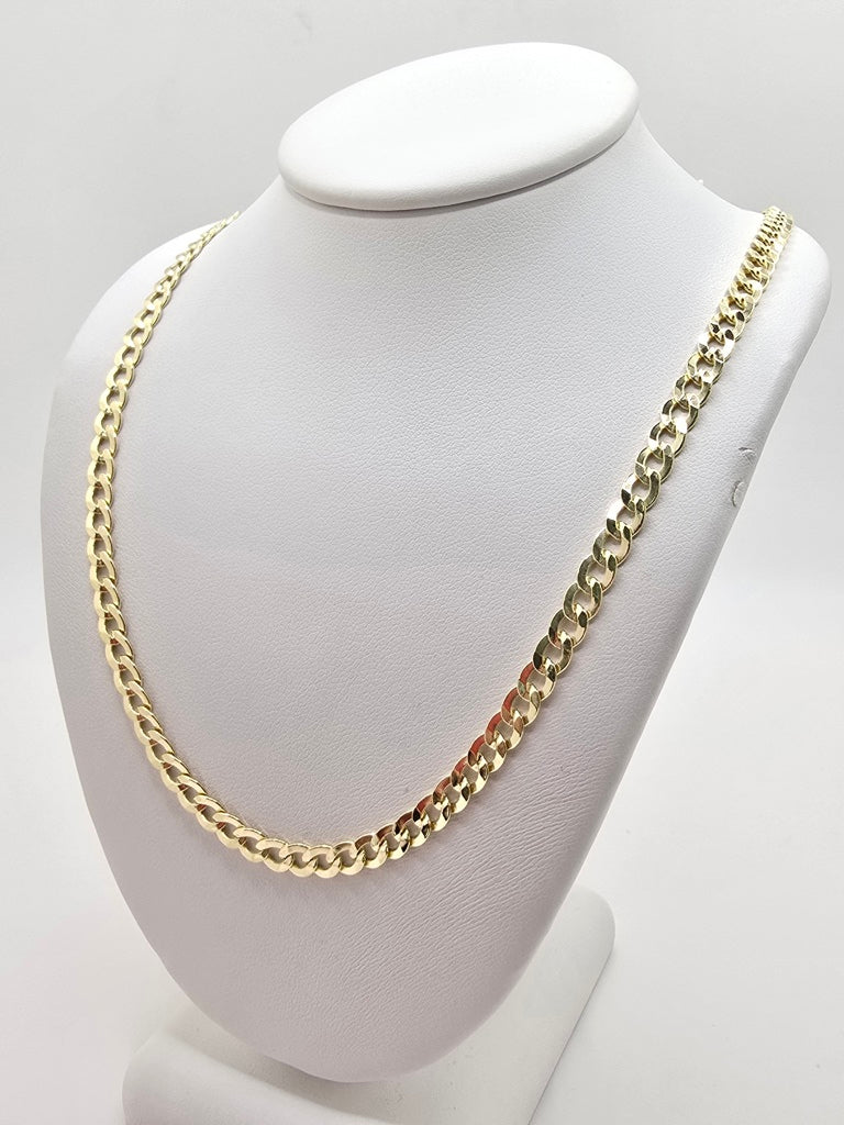 14KT HOLLOW CUBAN CURB FLAT CHAIN Size 20INCH 5MM Weight 9.7GR
