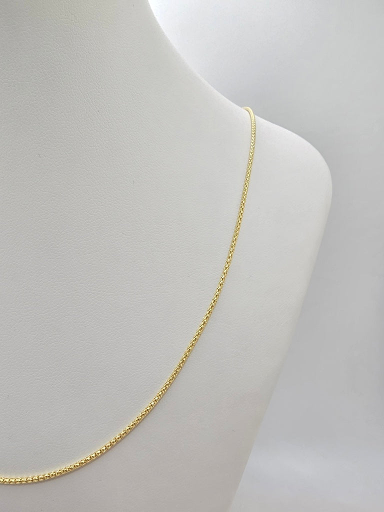 10KT POP CORN CHAIN  Size 22INCH 2MM Weight 3.5GR