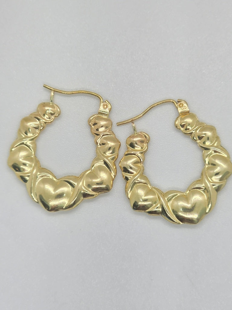 10K 7 HEARTS HOOP EARRINGS