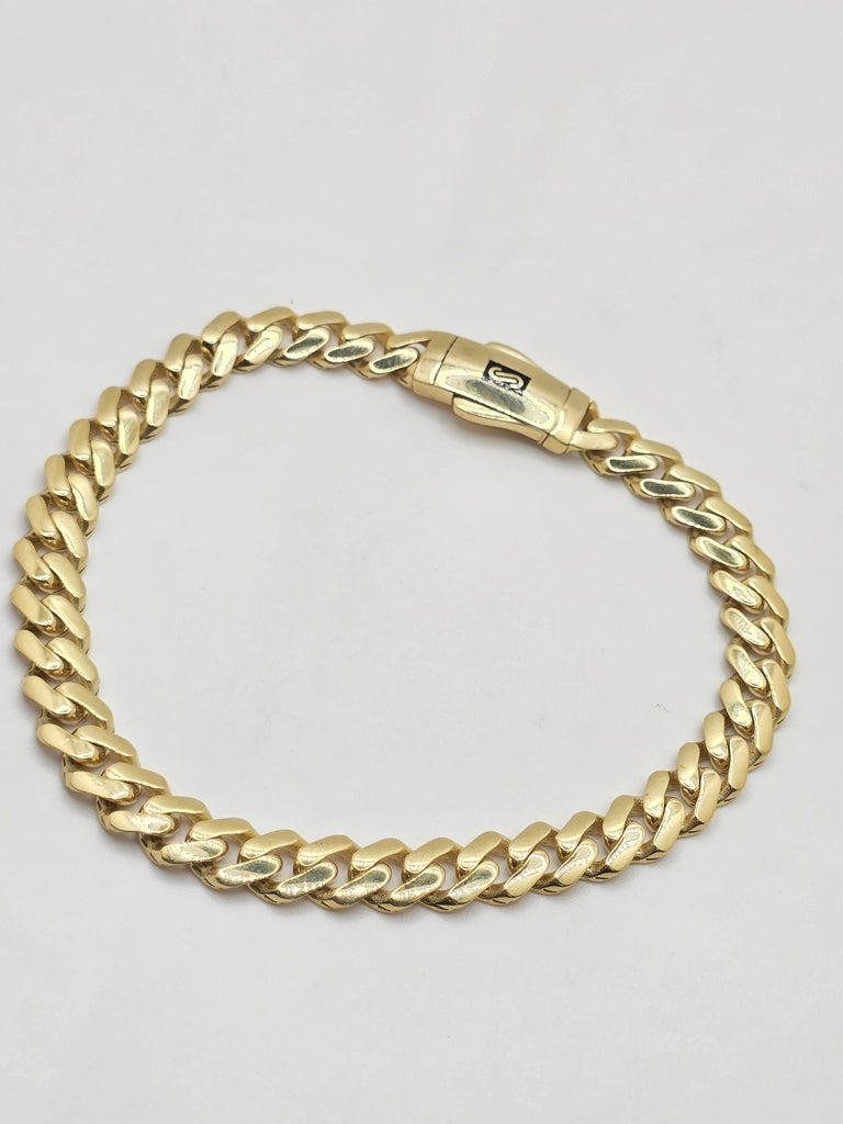 10KT PLAIN CERTIFIED MONACO BRACELET  Size 7.5INCH 6.5MM Weight 6.2GR