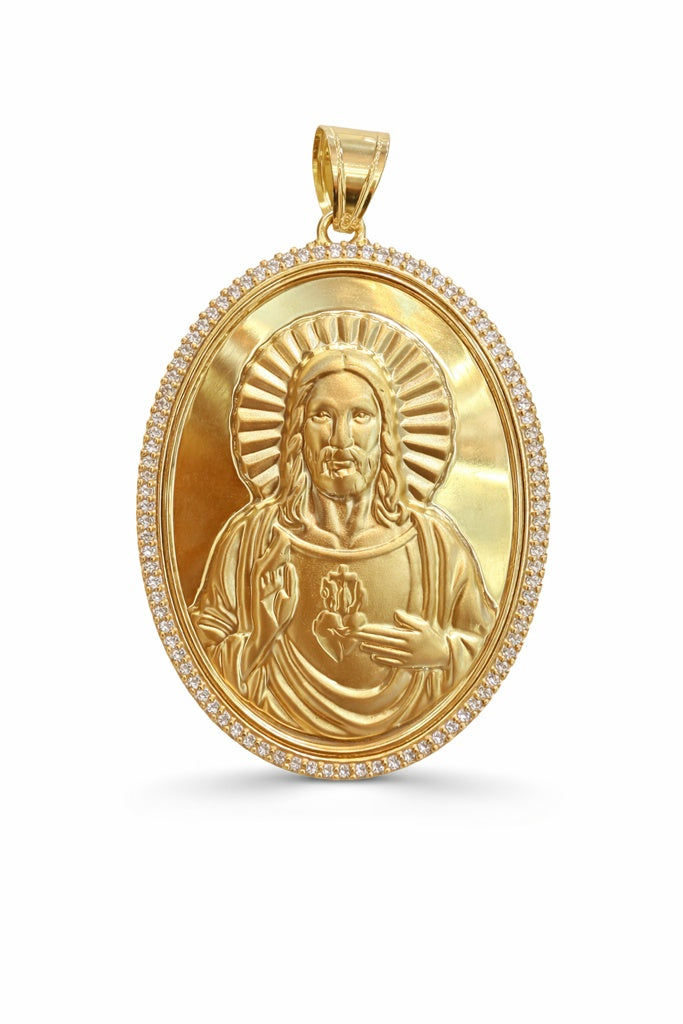 10KT CZ FRAME JESUS PENDANT Size LARGE  Weigth 4.3GR