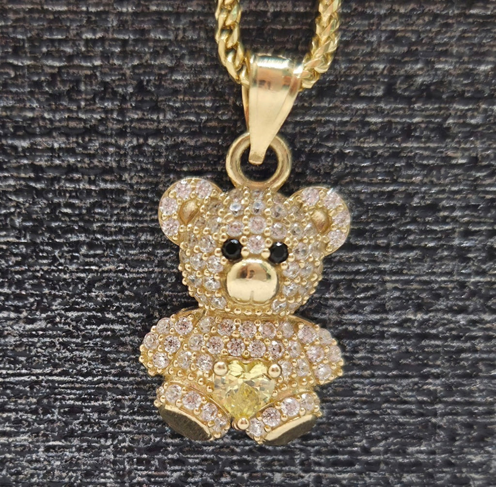 10KT YELLOW CZ SMALL TEDDY BEAR PENDANT Weight 1.3GR