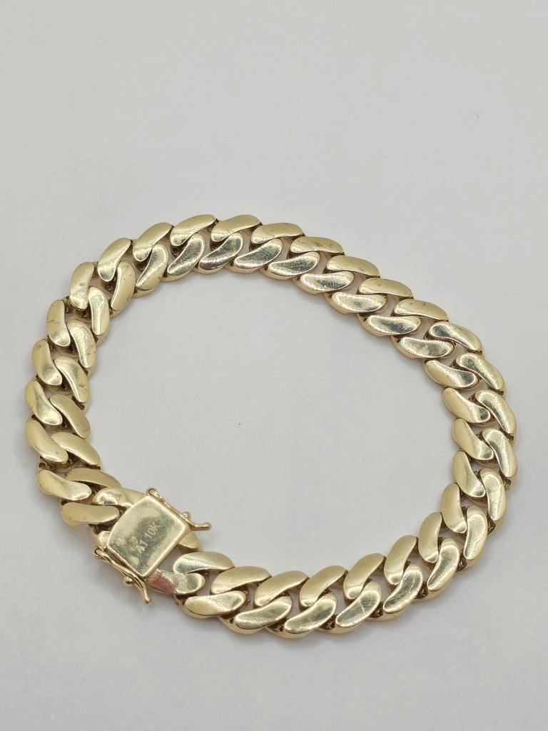 10KT HOLLOW MIAMI CUBAN BRACELET Size 7.5INCH 10MM Weight 17.5GR