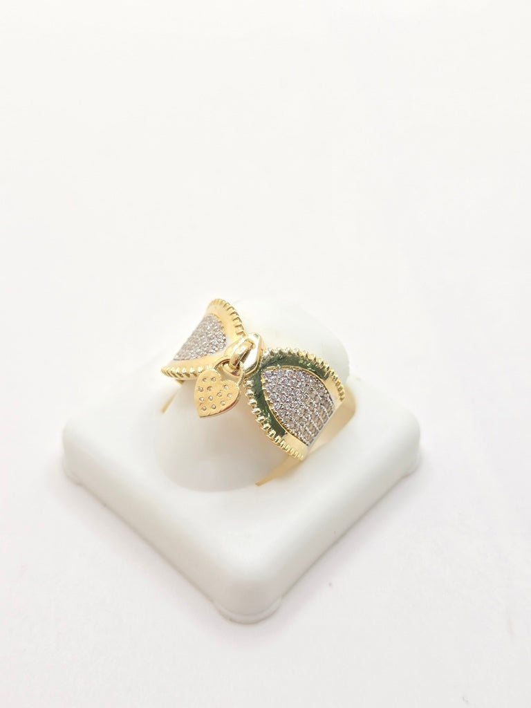 14KT MODERN ZIRCONIA WITH CHARM RING Size 8 Weight 4.6GR