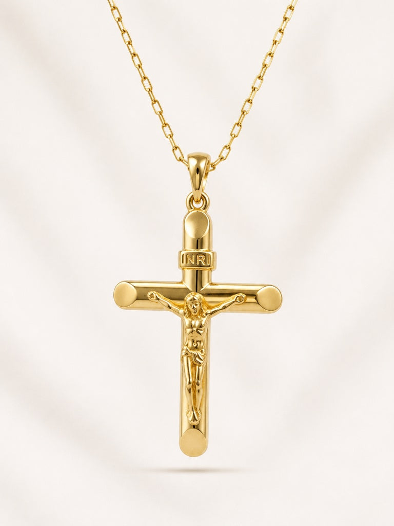 10KT CROSS CHRIST PENDANT Size