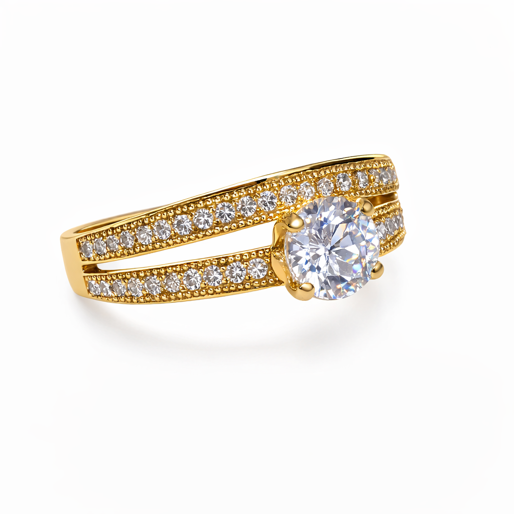 14KT CLASSIC CZ WAVES DETAIL TWO-IN-ONE ENAGAGEMENT WOMEN'S RING Size 7 Weight 2.8GR