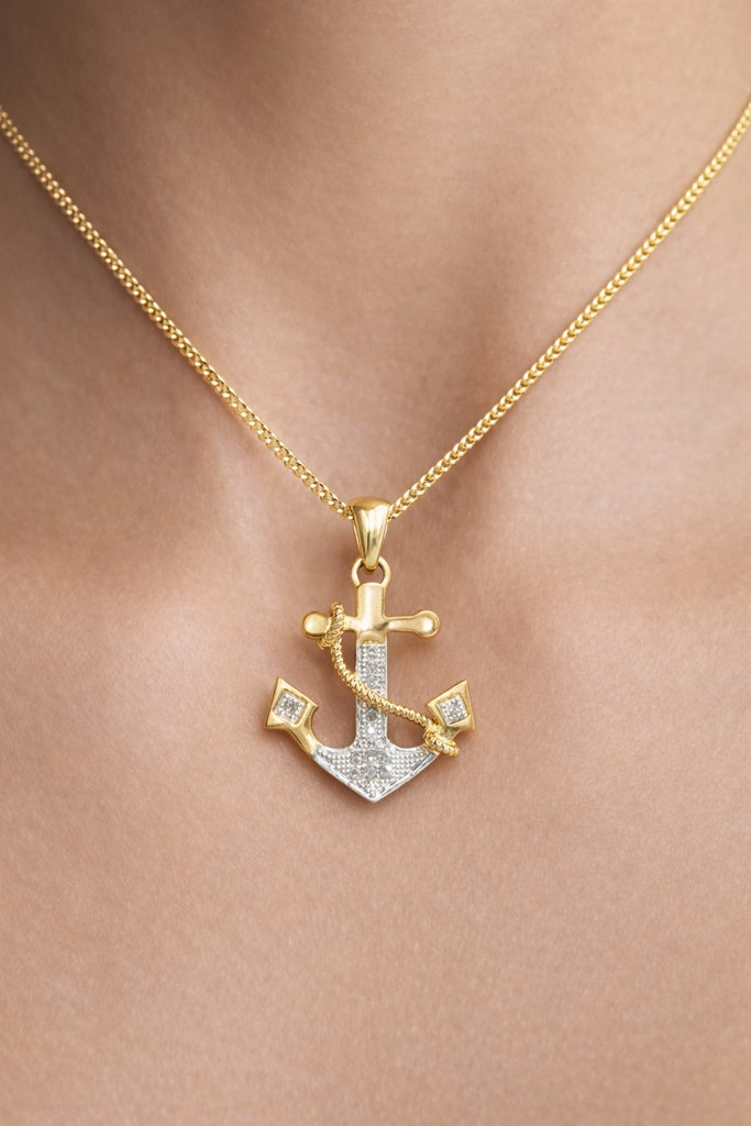 10KT YELLOW GOLD ANCHOR DIAMOND PENDANT Size  Weigth 1.1GR