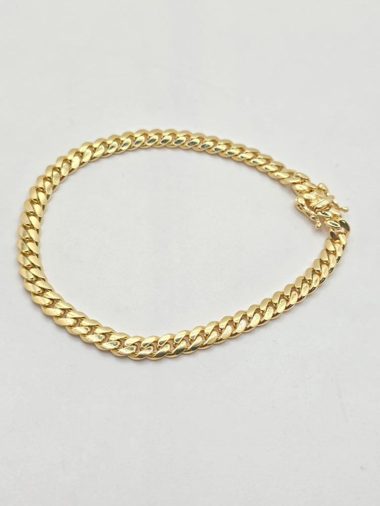 10KT SOLID MIAMI CUBAN BRACELET Size 8INCH 4MM Weight 9.5GR