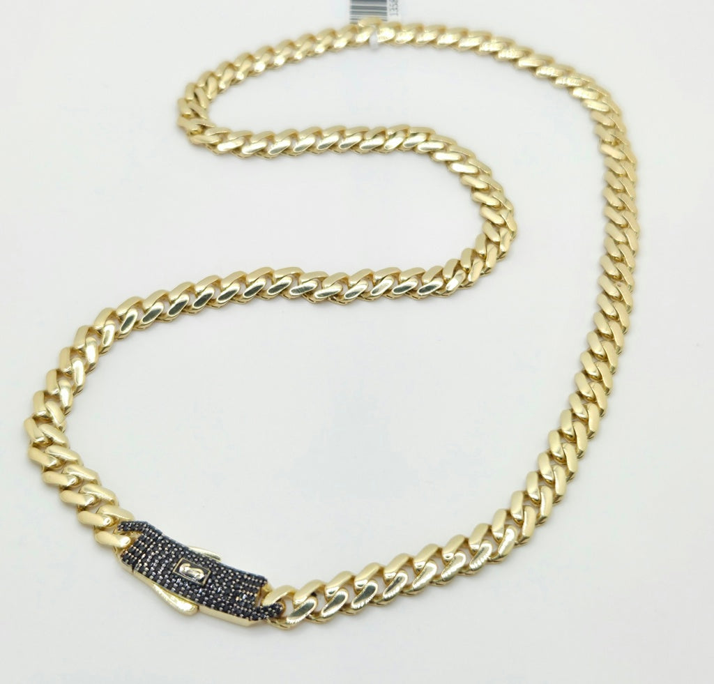 10KT CERTIFIED MONACO CHAIN BLACK CZ CLOSURE Size 22INCH 6.5MM Weight 15.6GR